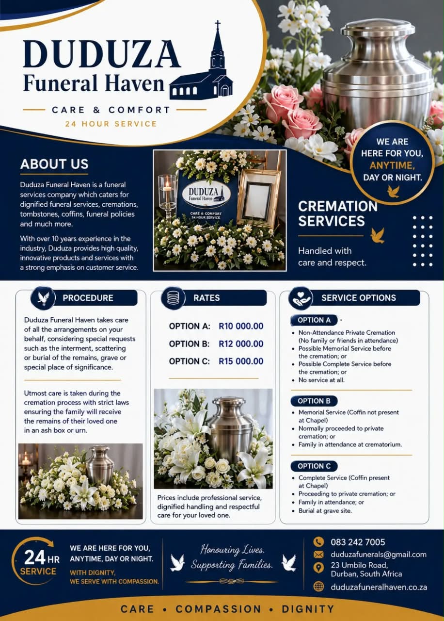 Duduza Funeral Haven cremation services brochure